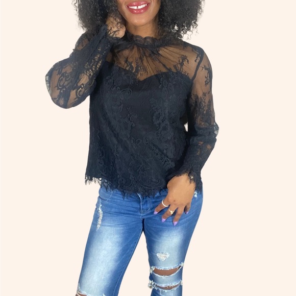 Lace Mock Neck Blouse 💕✨💕 - Picture 1 of 3